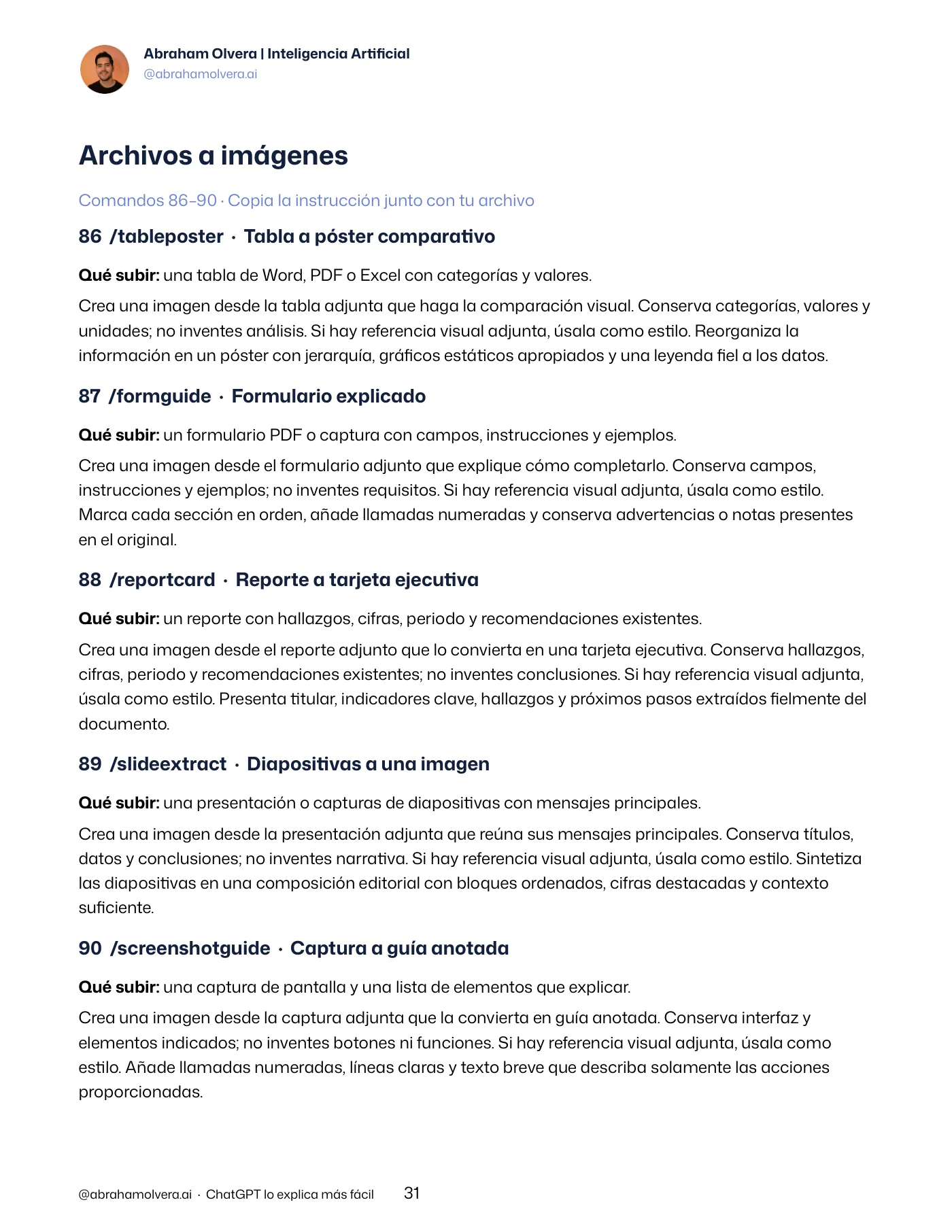 100 comandos para explicar con imágenes · Página 31 / 48