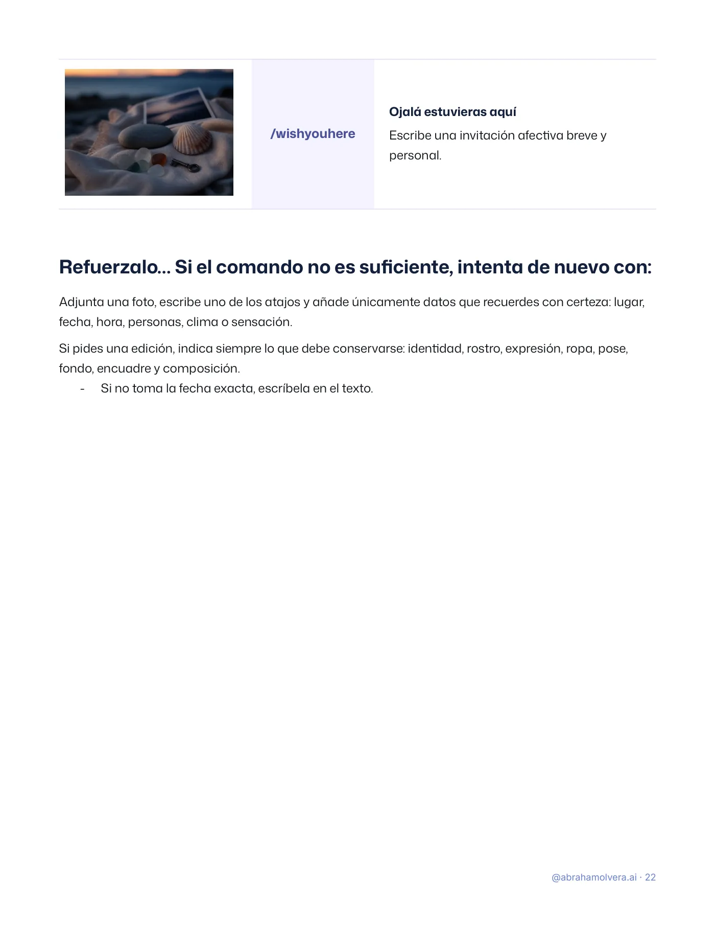 Guía: 105 comandos para recuerdos de viaje · Página 22 / 22