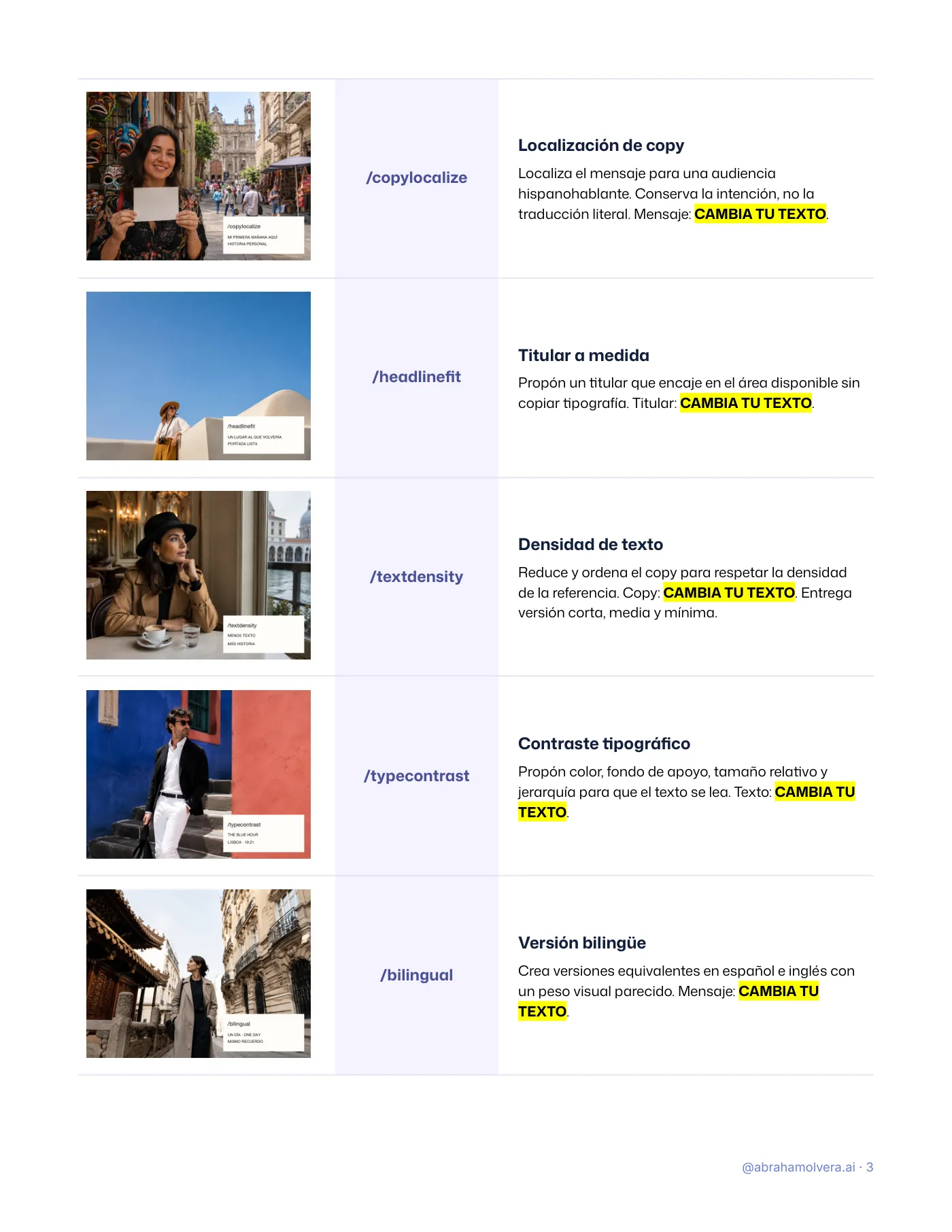Guía: 50 comandos para adaptar referencias · Página 3 / 14