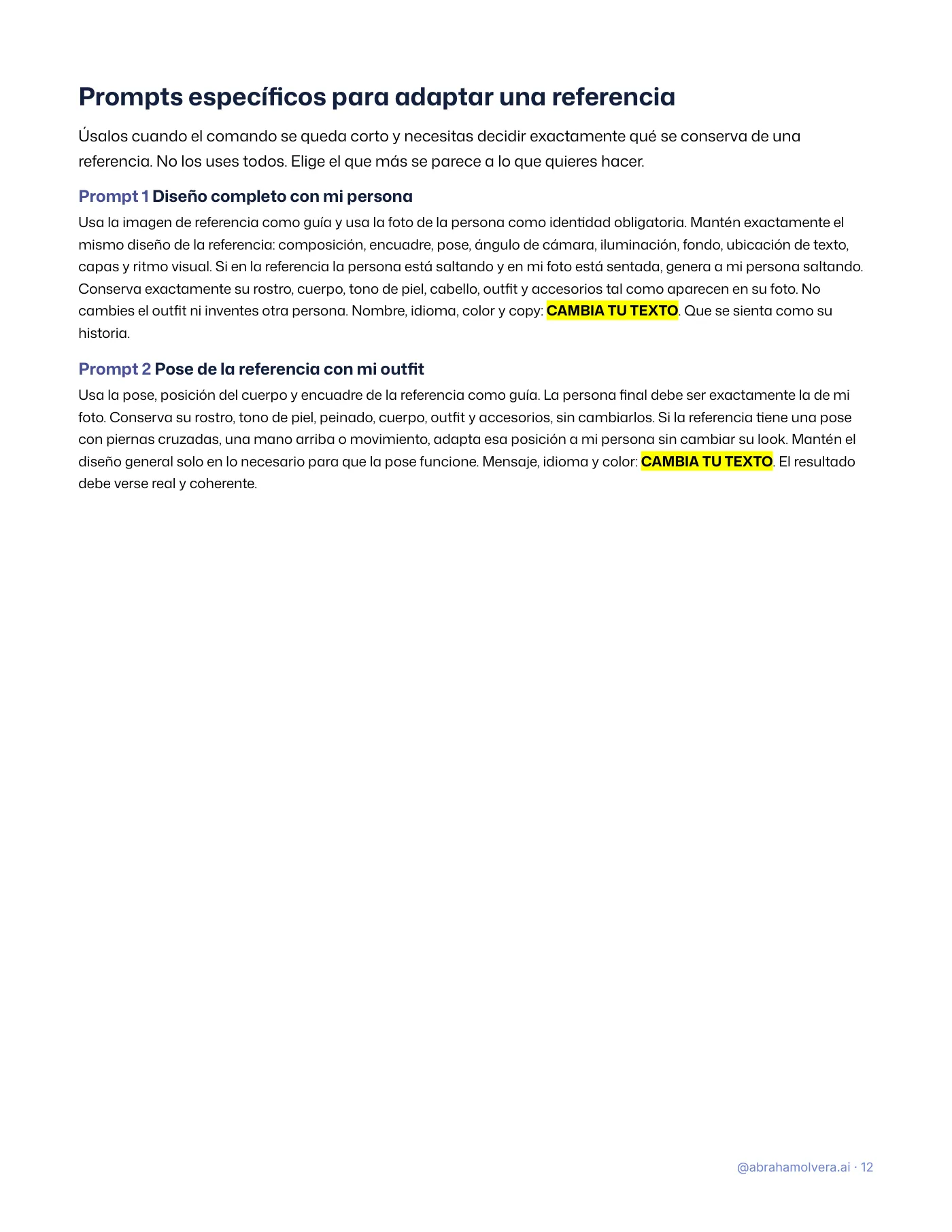 Guía: 50 comandos para adaptar referencias · Página 12 / 14
