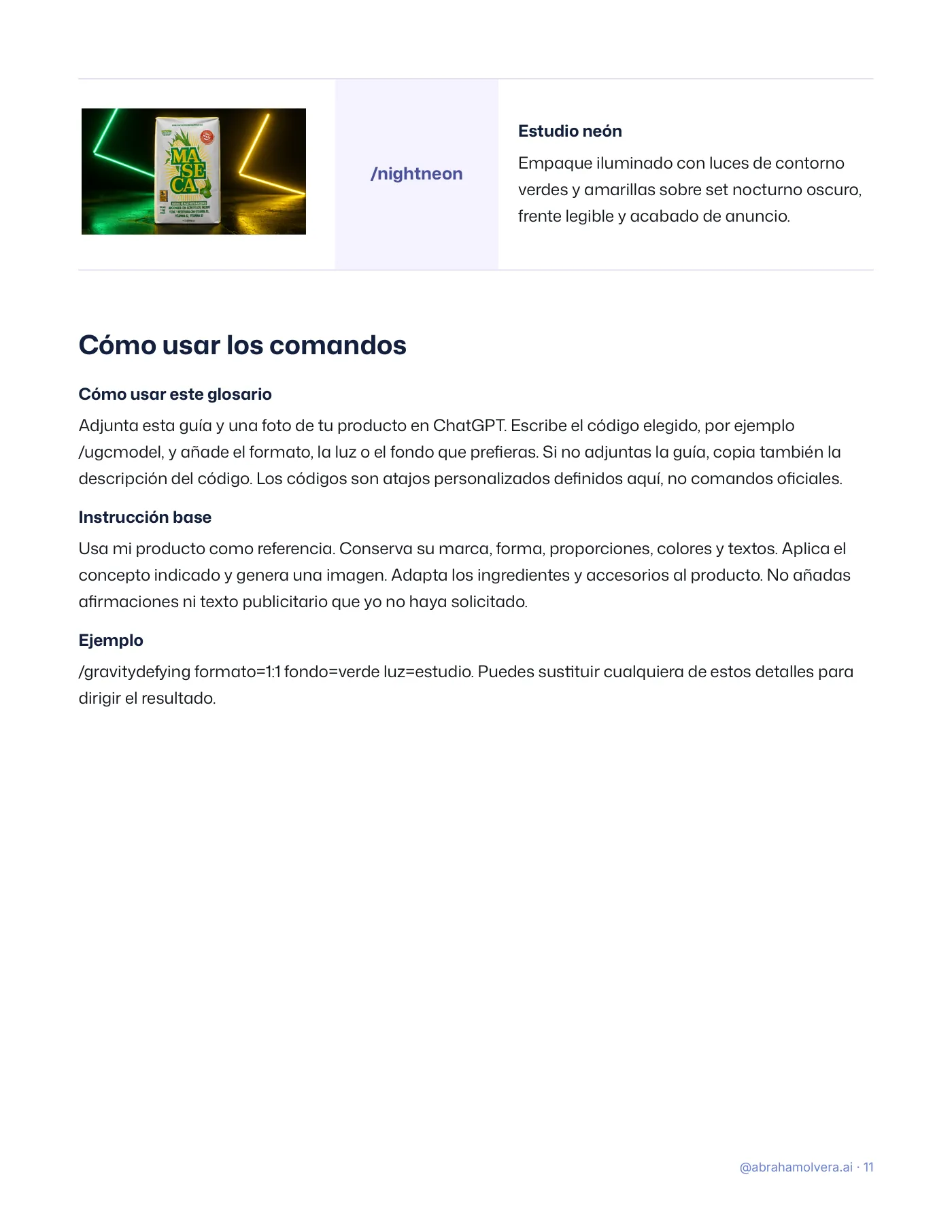 Glosario de fotos de producto en ChatGPT · Página 11 / 12
