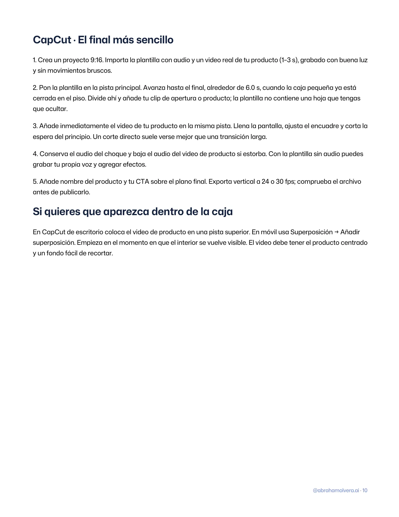El video de la caja: hazlo con tu producto · Página 10 / 12