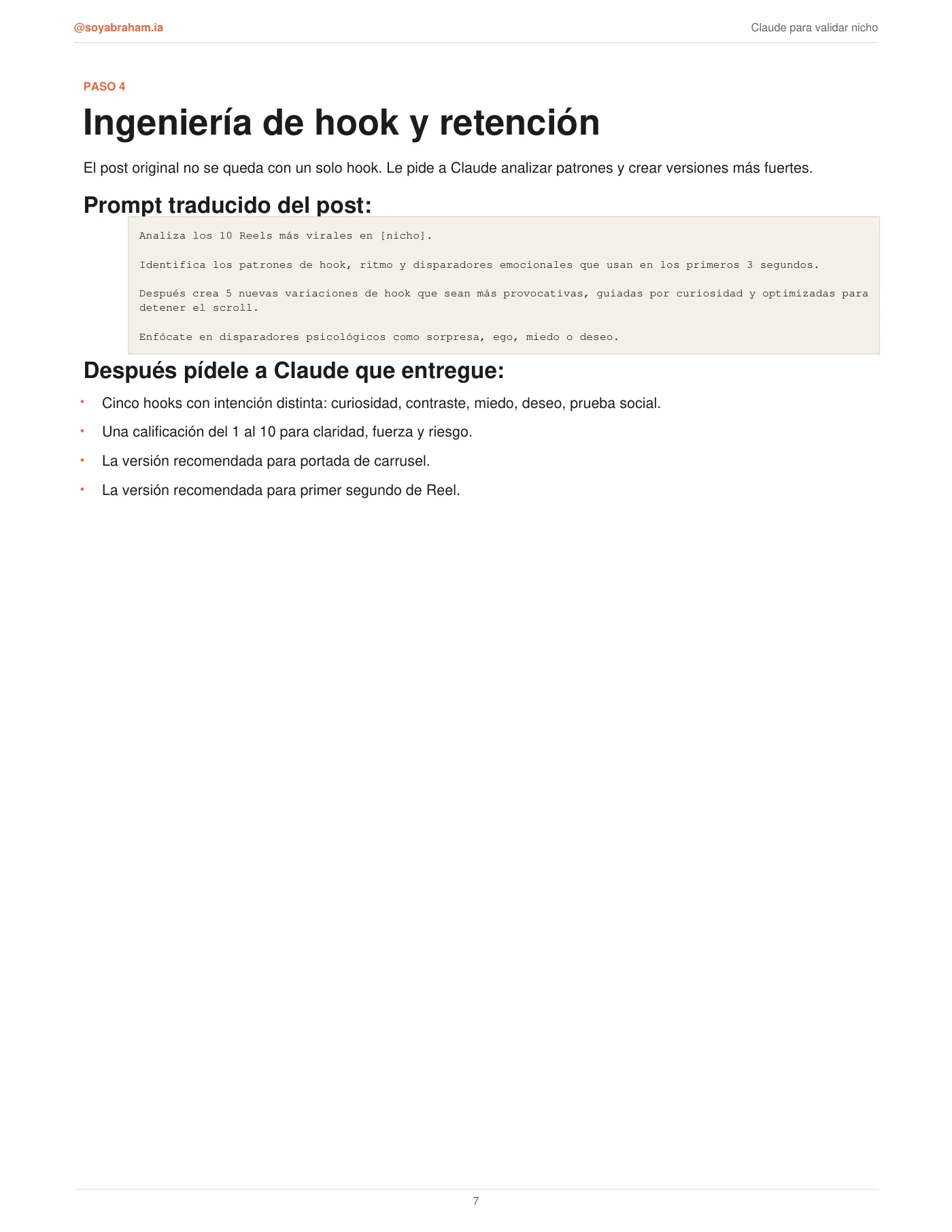 Guía Claude: tu nicho y tu sistema de contenido · Página 7 / 13