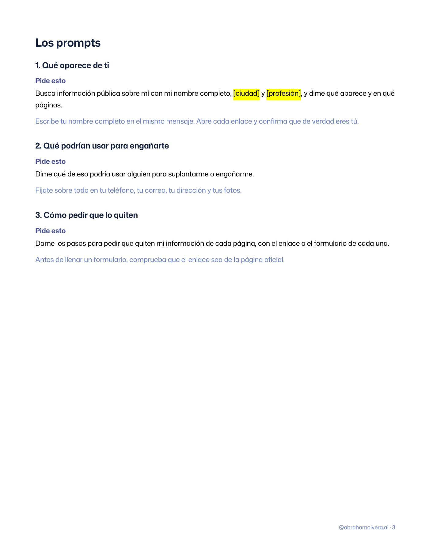 Qué sabe internet de ti: 3 prompts para revisarlo · Página 3 / 4