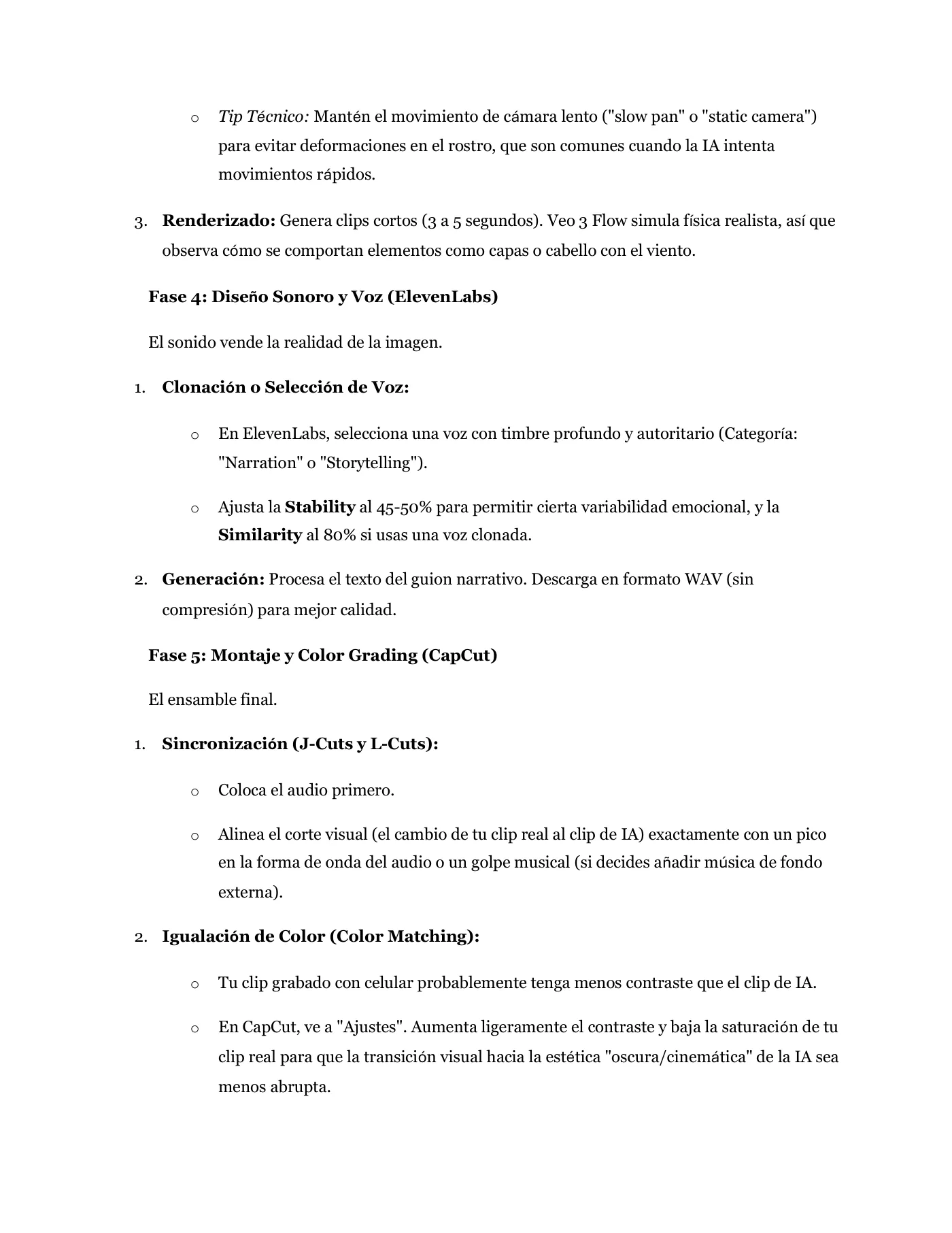 Flujo de trabajo de producción cinematográfica con IA · Página 3 / 4