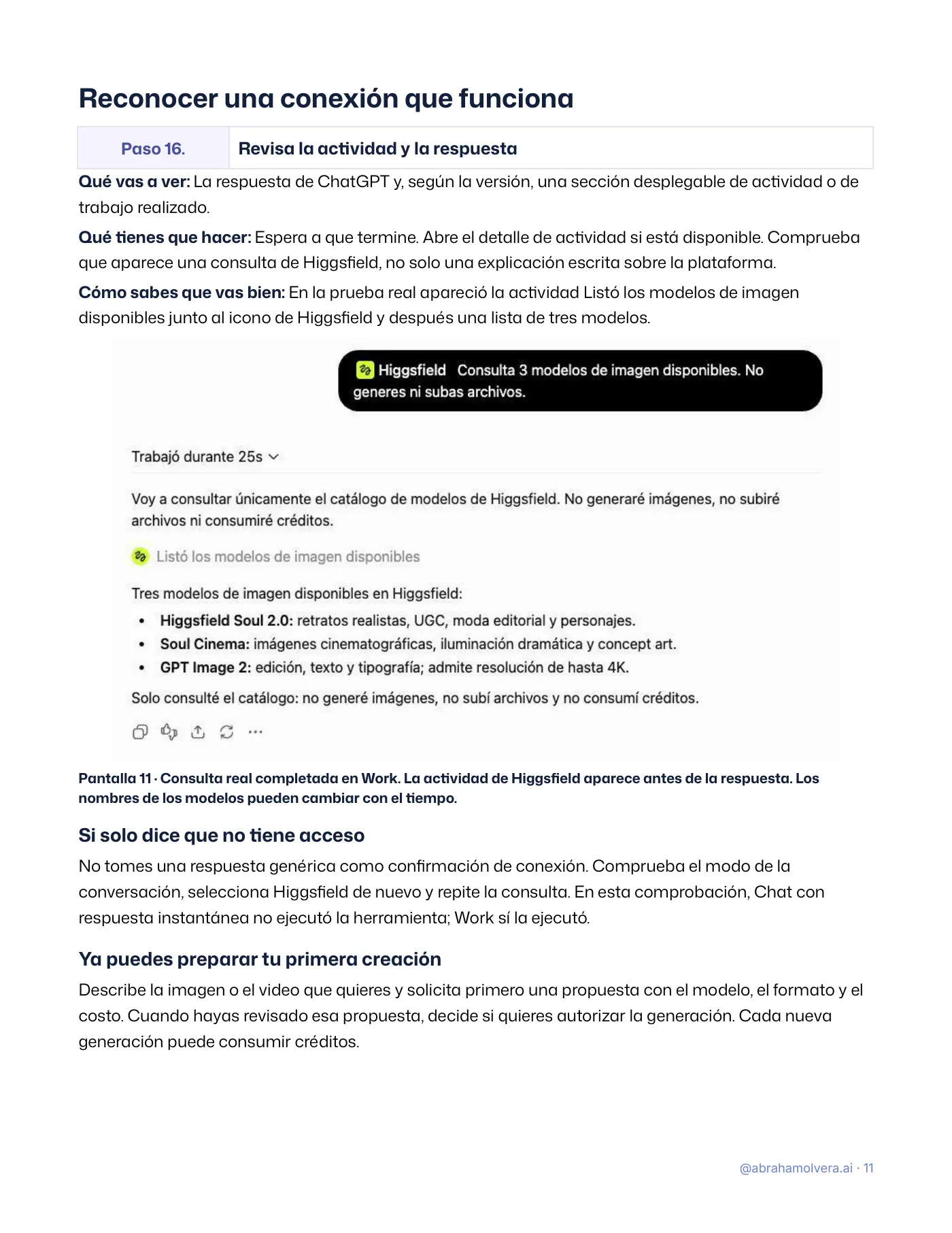 Cómo conectar Higgsfield con ChatGPT paso a paso · Página 11 / 22