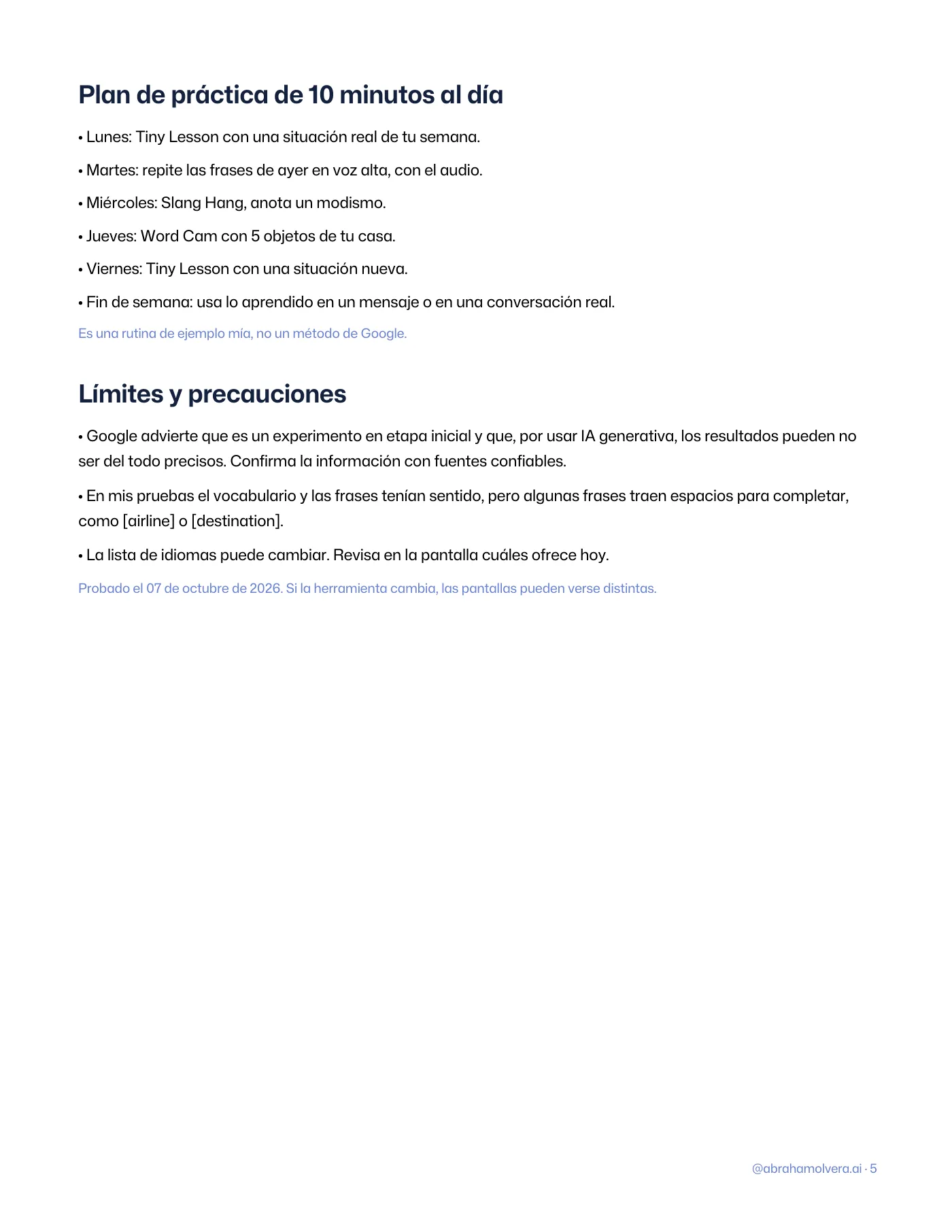 Aprende idiomas gratis con Google: guía de Little Language Lessons · Página 5 / 5