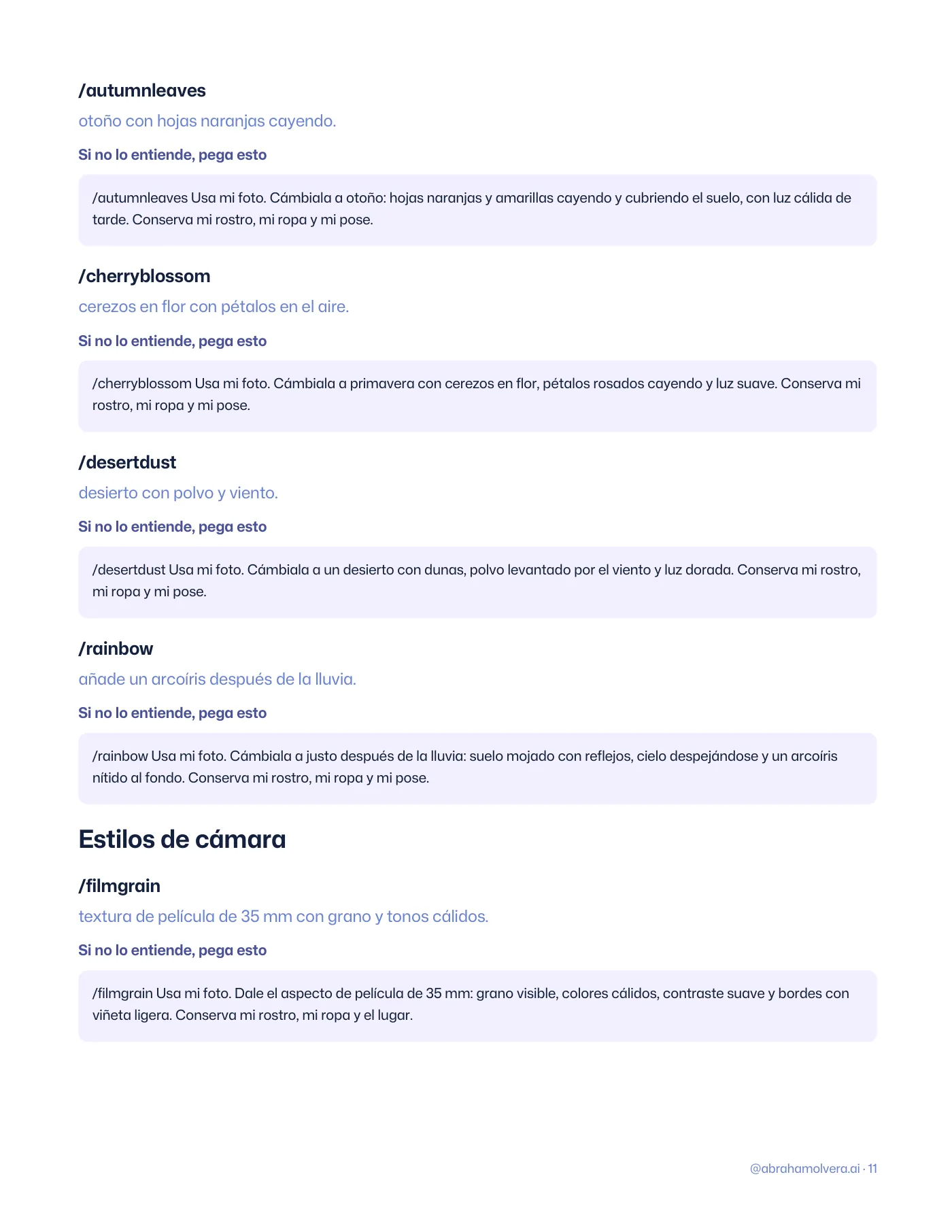 LENTE: 56 comandos de cámara para tus fotos con ChatGPT · Página 11 / 14