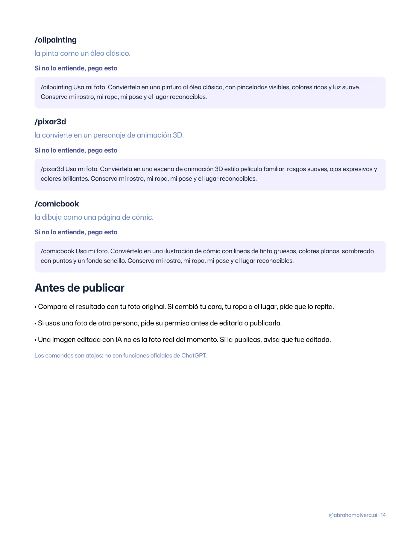 LENTE: 56 comandos de cámara para tus fotos con ChatGPT · Página 14 / 14