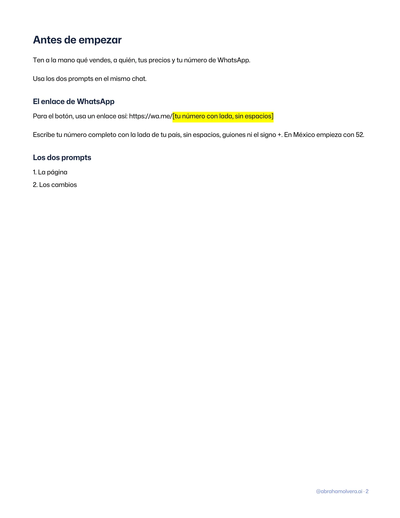 Una página web para tu negocio con Claude, sin programar · Página 2 / 3