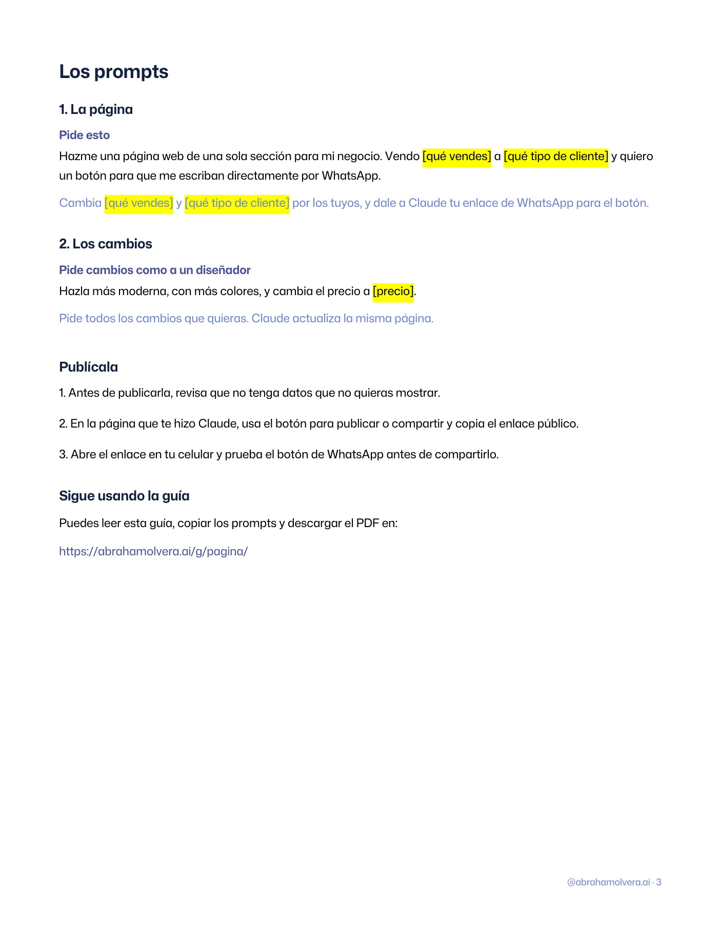 Una página web para tu negocio con Claude, sin programar · Página 3 / 3