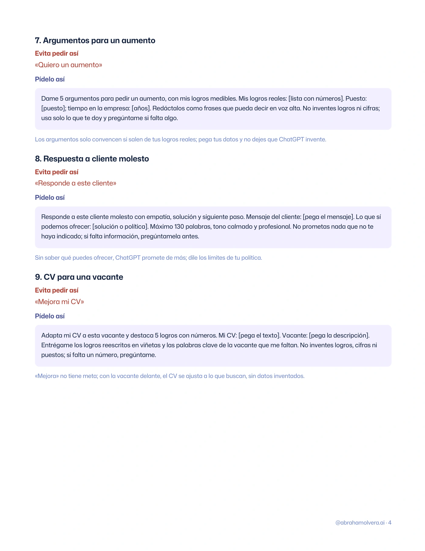 Mejores prompts: 40 para copiar y pegar en ChatGPT · Página 4 / 15