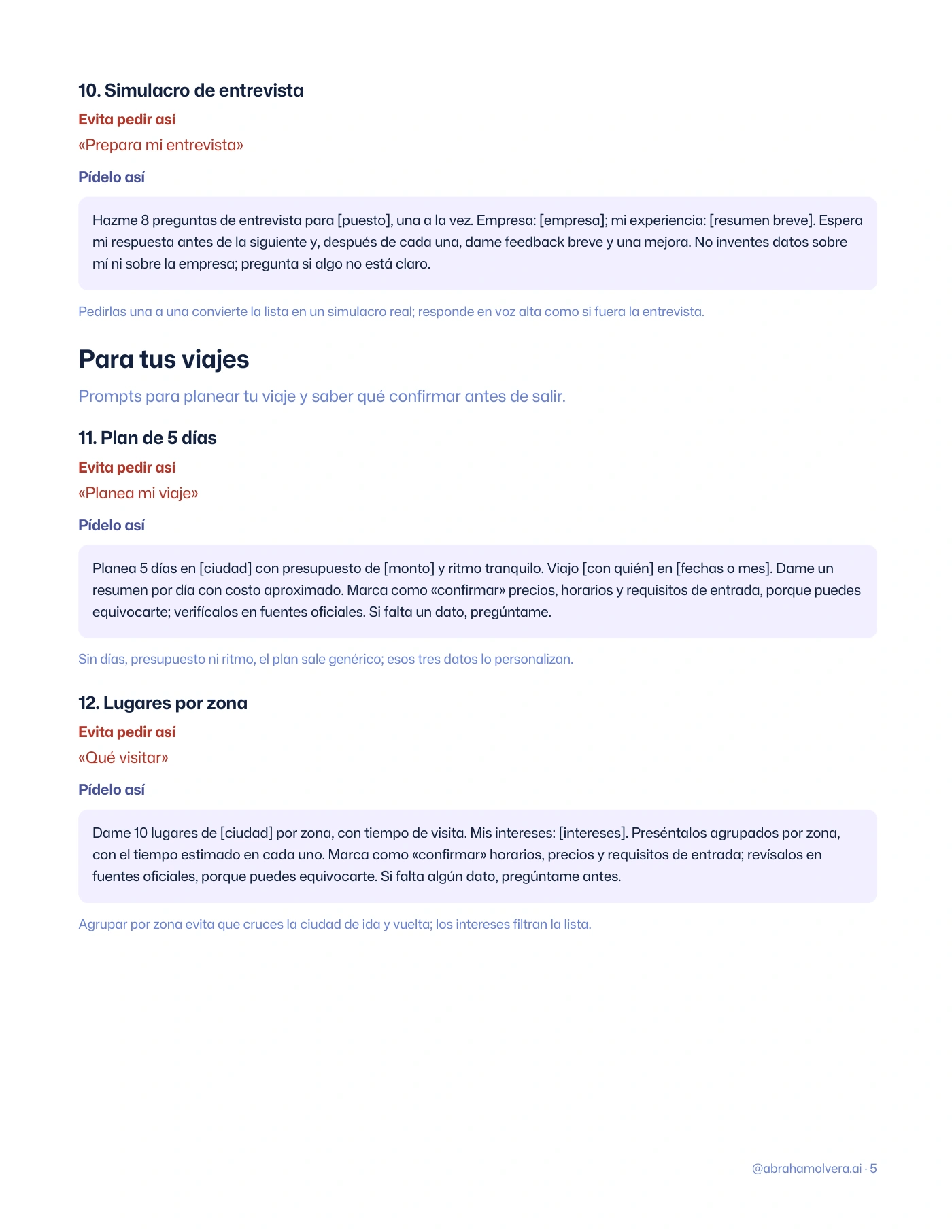 Mejores prompts: 40 para copiar y pegar en ChatGPT · Página 5 / 15