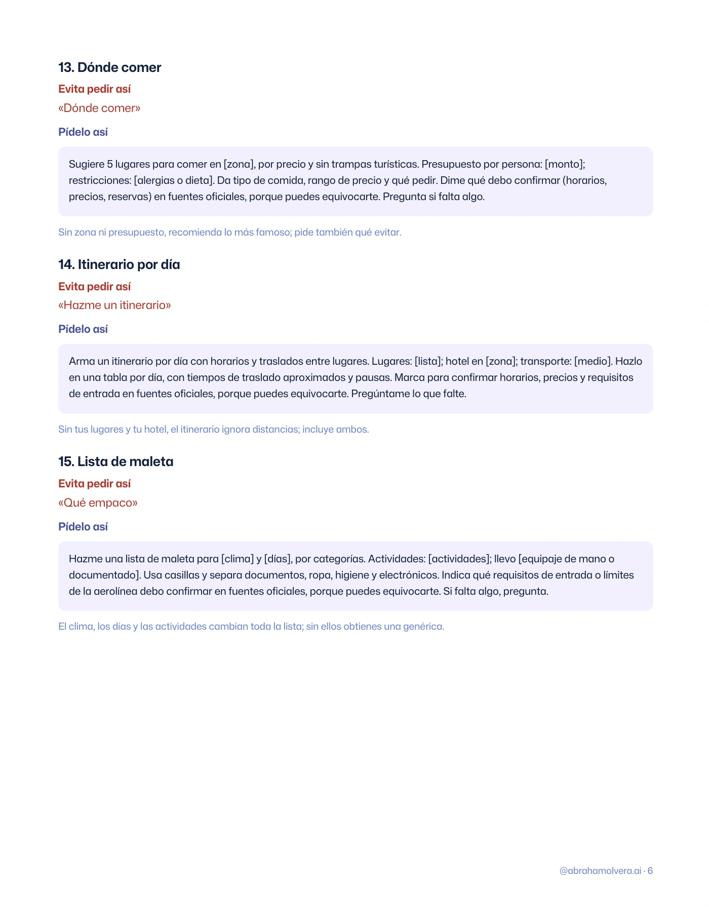 Mejores prompts: 40 para copiar y pegar en ChatGPT · Página 6 / 15