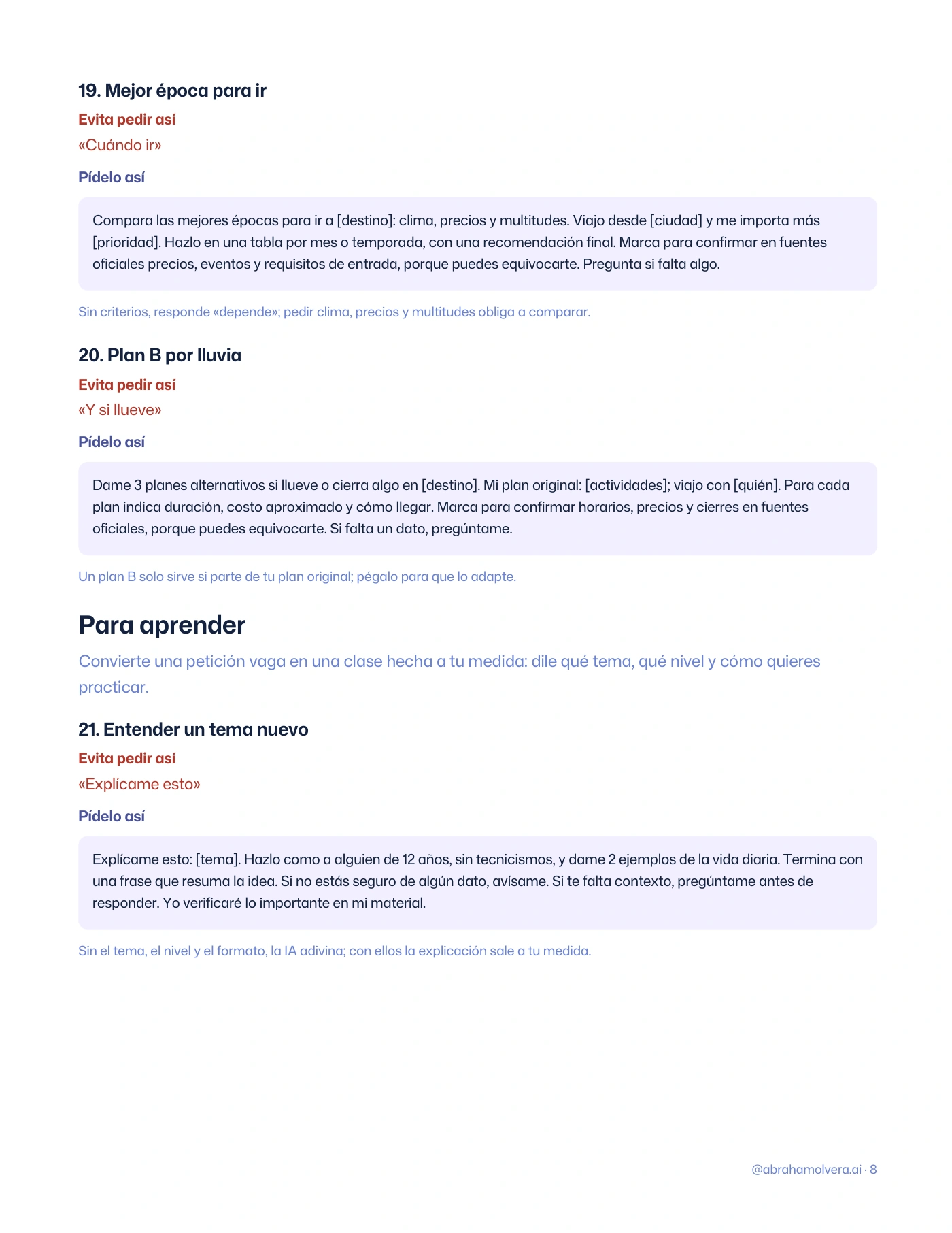 Mejores prompts: 40 para copiar y pegar en ChatGPT · Página 8 / 15