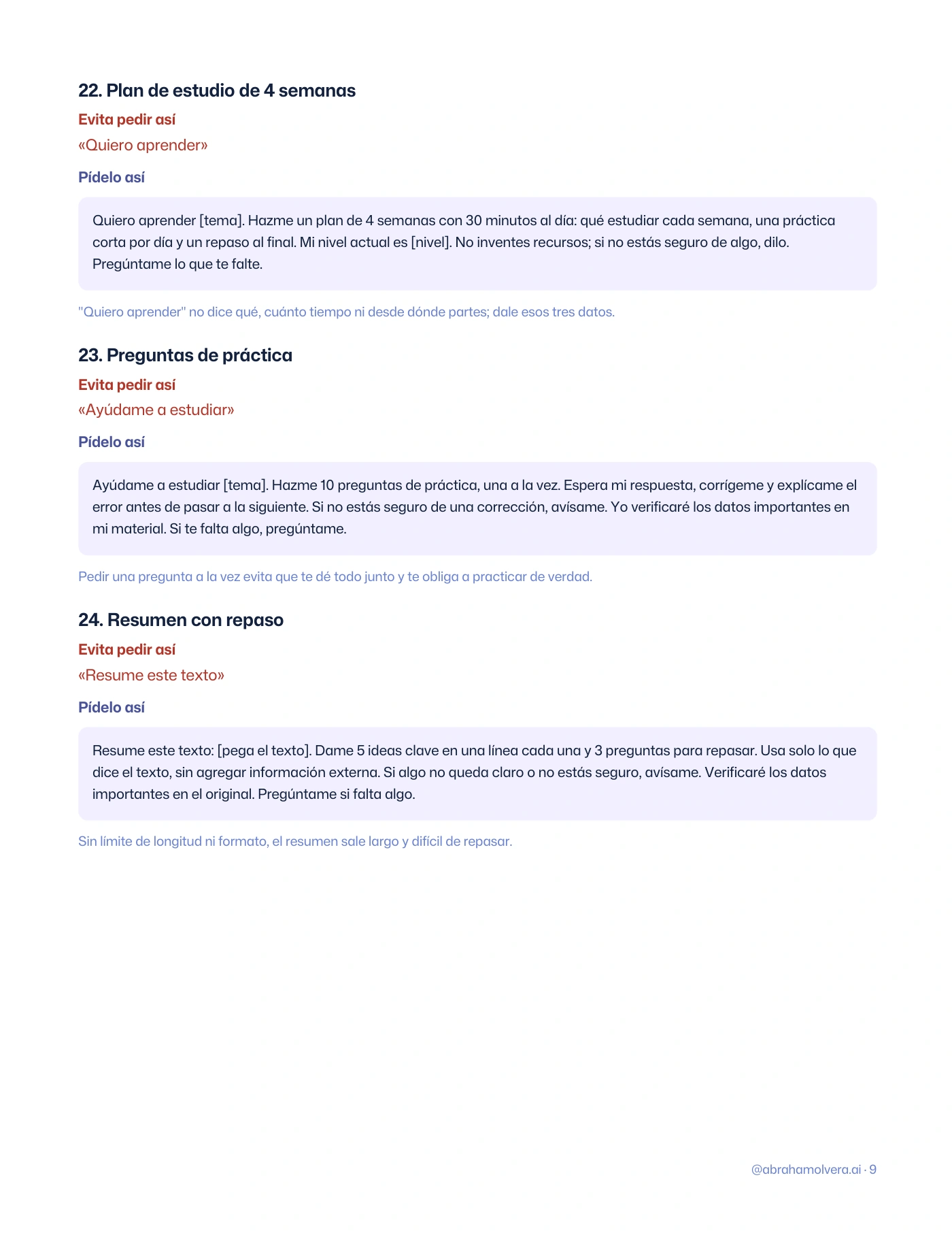 Mejores prompts: 40 para copiar y pegar en ChatGPT · Página 9 / 15