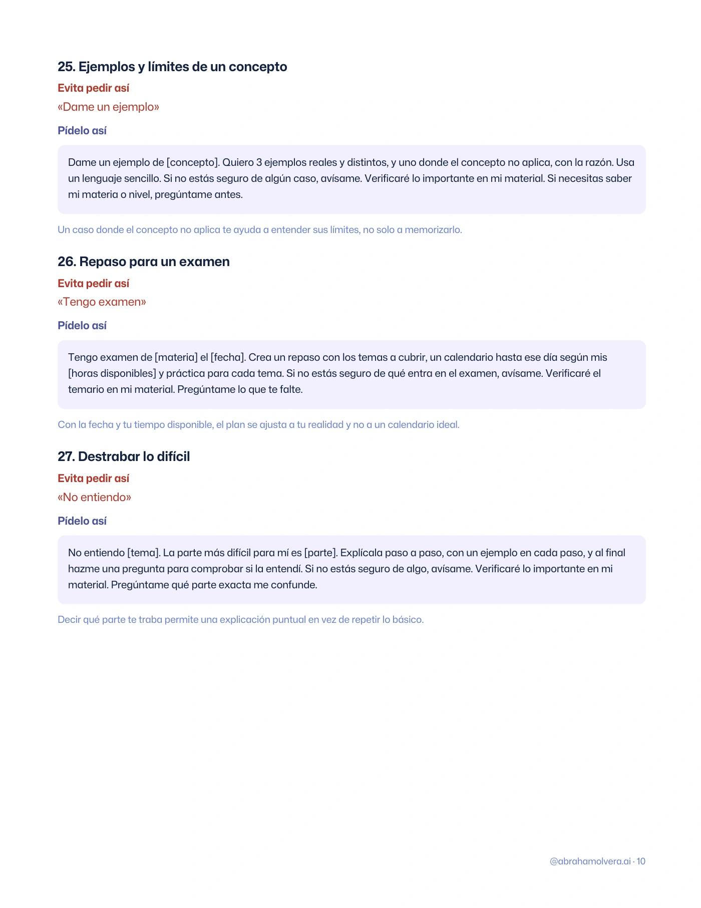 Mejores prompts: 40 para copiar y pegar en ChatGPT · Página 10 / 15