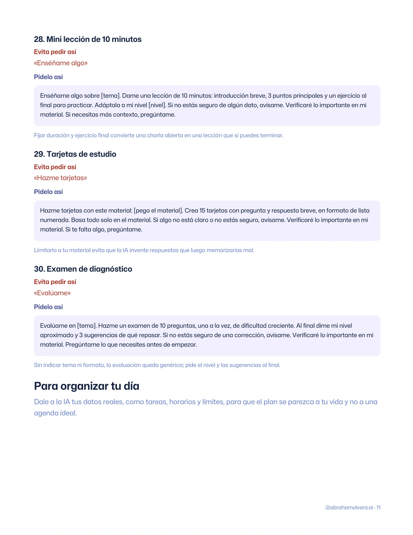 Mejores prompts: 40 para copiar y pegar en ChatGPT · Página 11 / 15