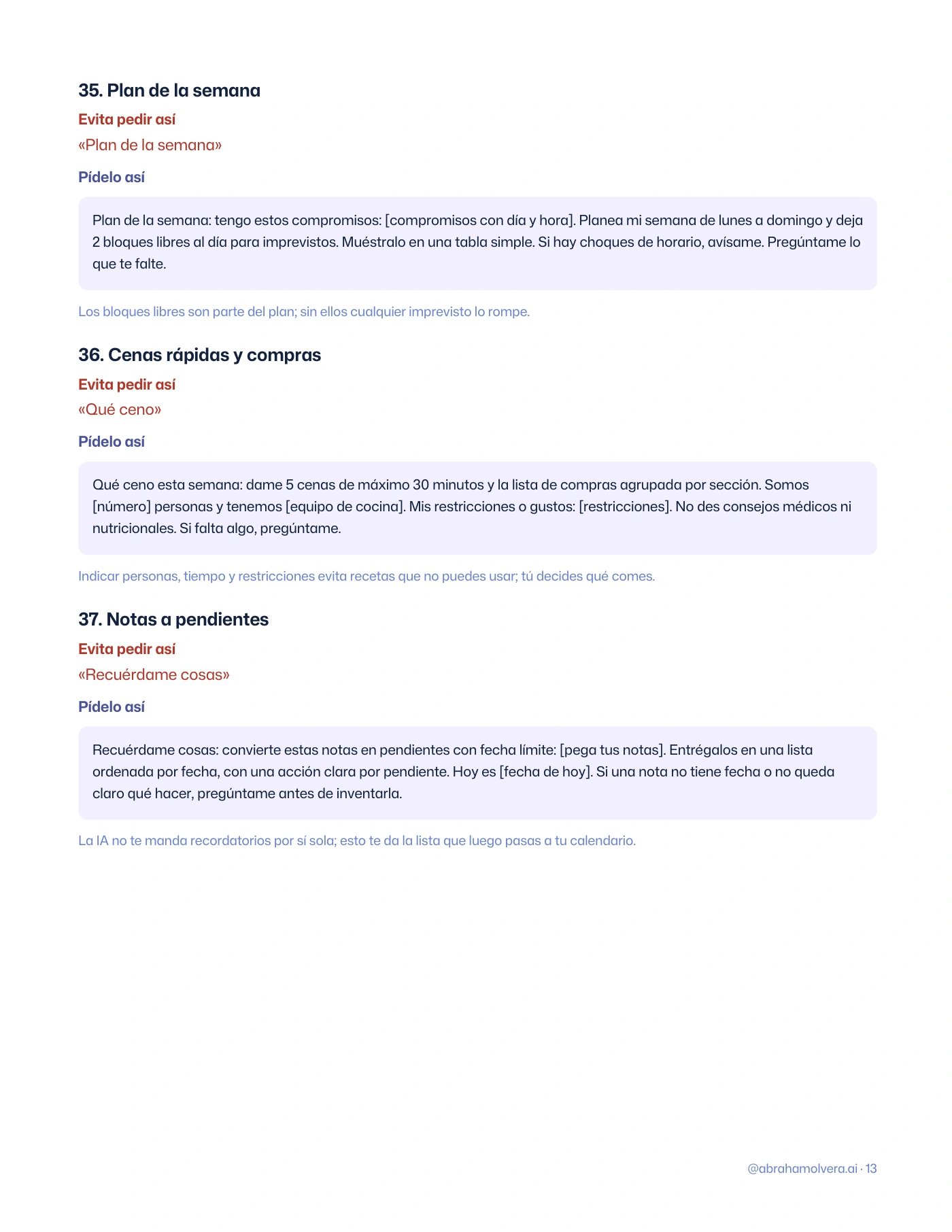 Mejores prompts: 40 para copiar y pegar en ChatGPT · Página 13 / 15