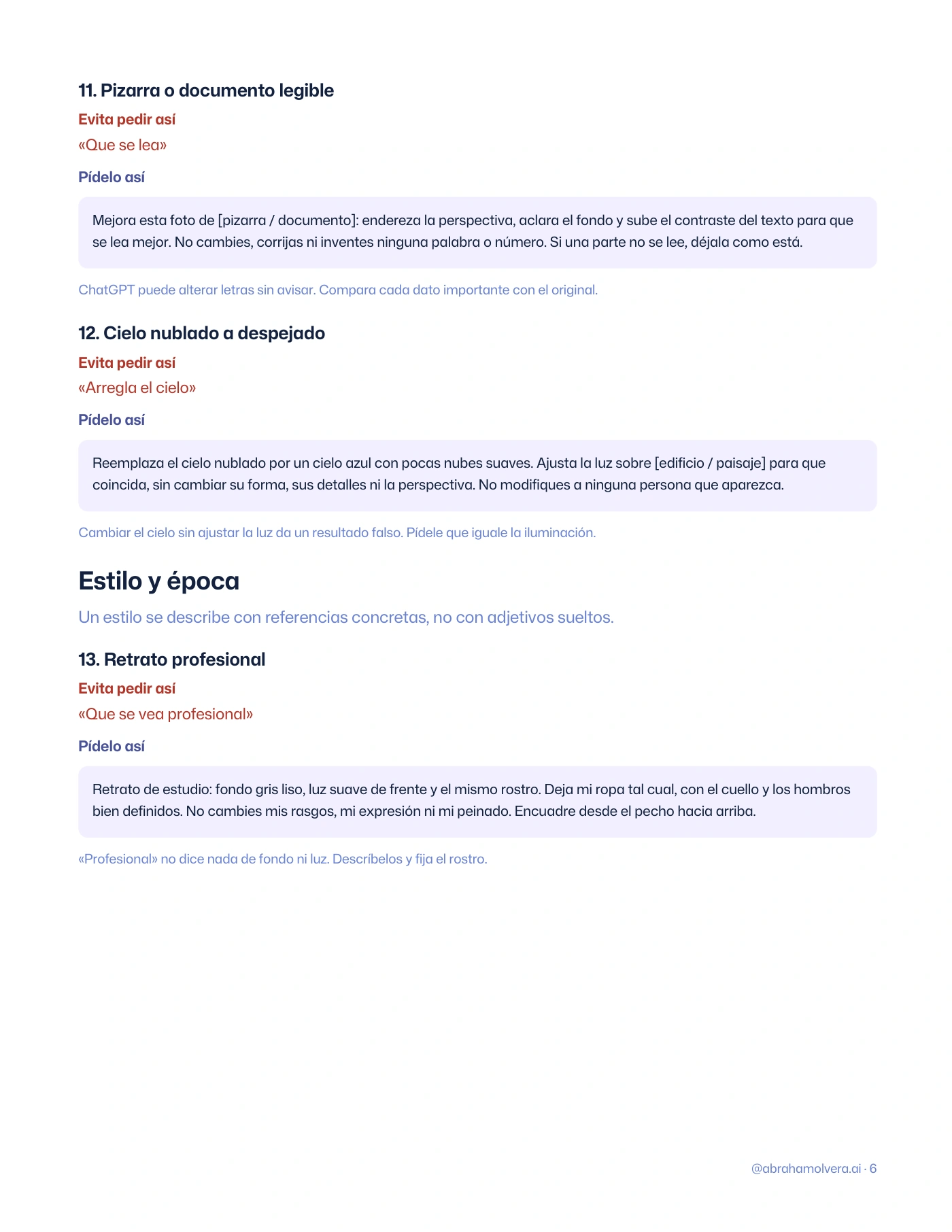 Palabras prohibidas: 60 prompts para editar tus fotos y pedirle mejor a ChatGPT · Página 6 / 22