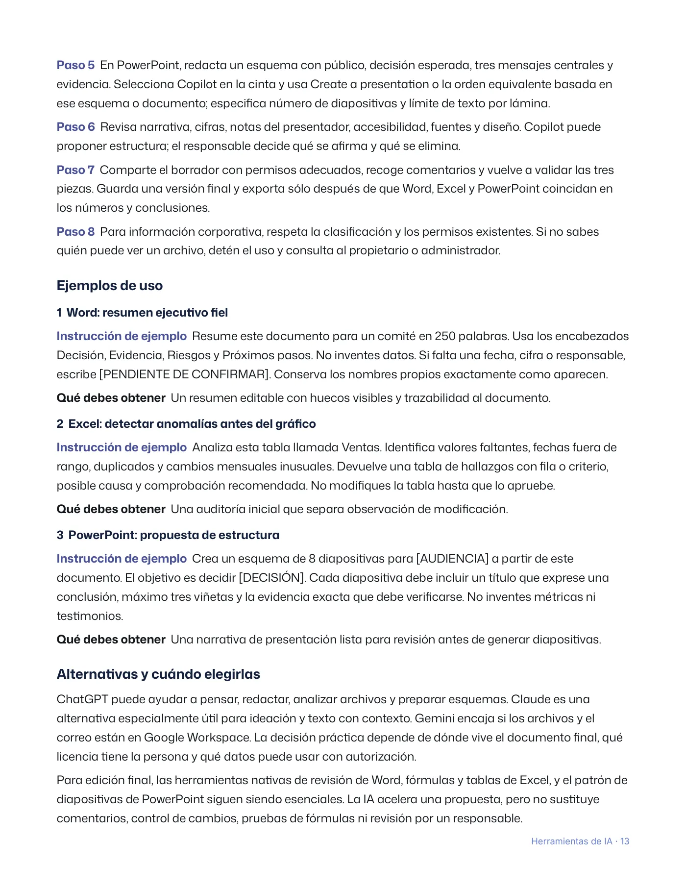 Guía práctica de herramientas de IA · Página 13 / 48