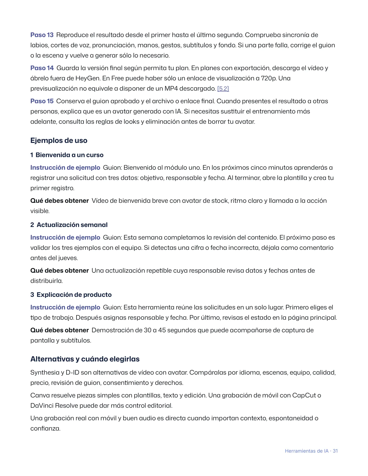 Guía práctica de herramientas de IA · Página 31 / 48
