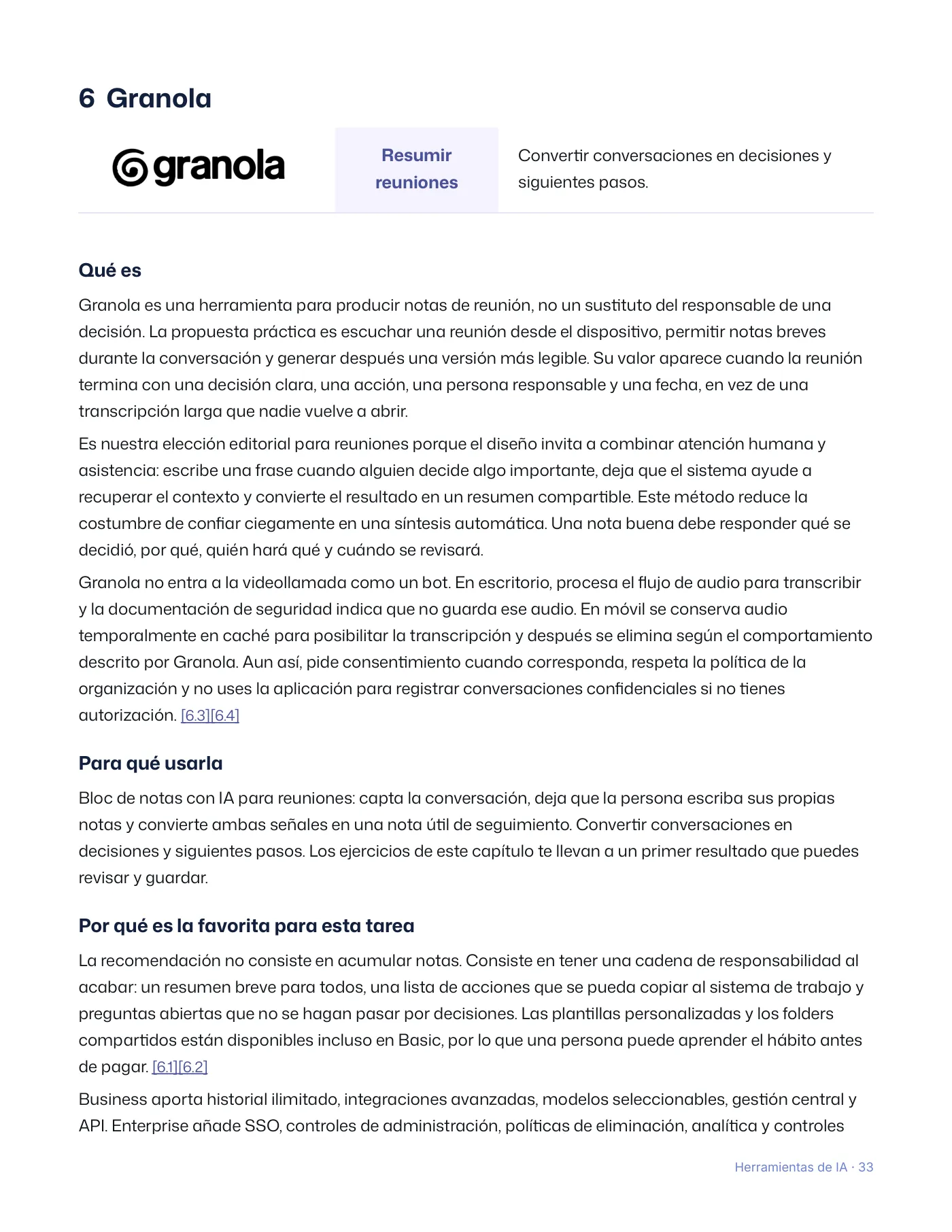 Guía práctica de herramientas de IA · Página 33 / 48