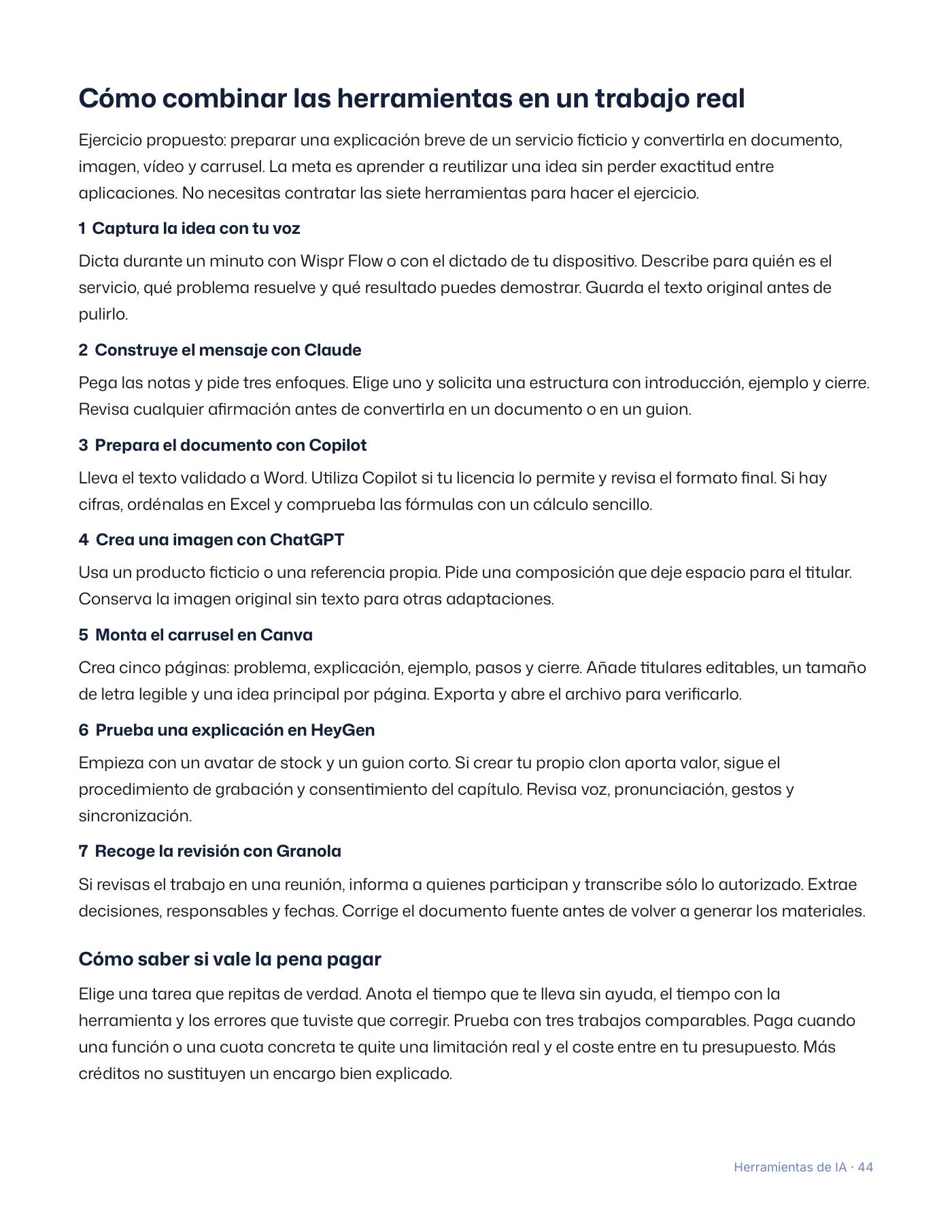 Guía práctica de herramientas de IA · Página 44 / 48