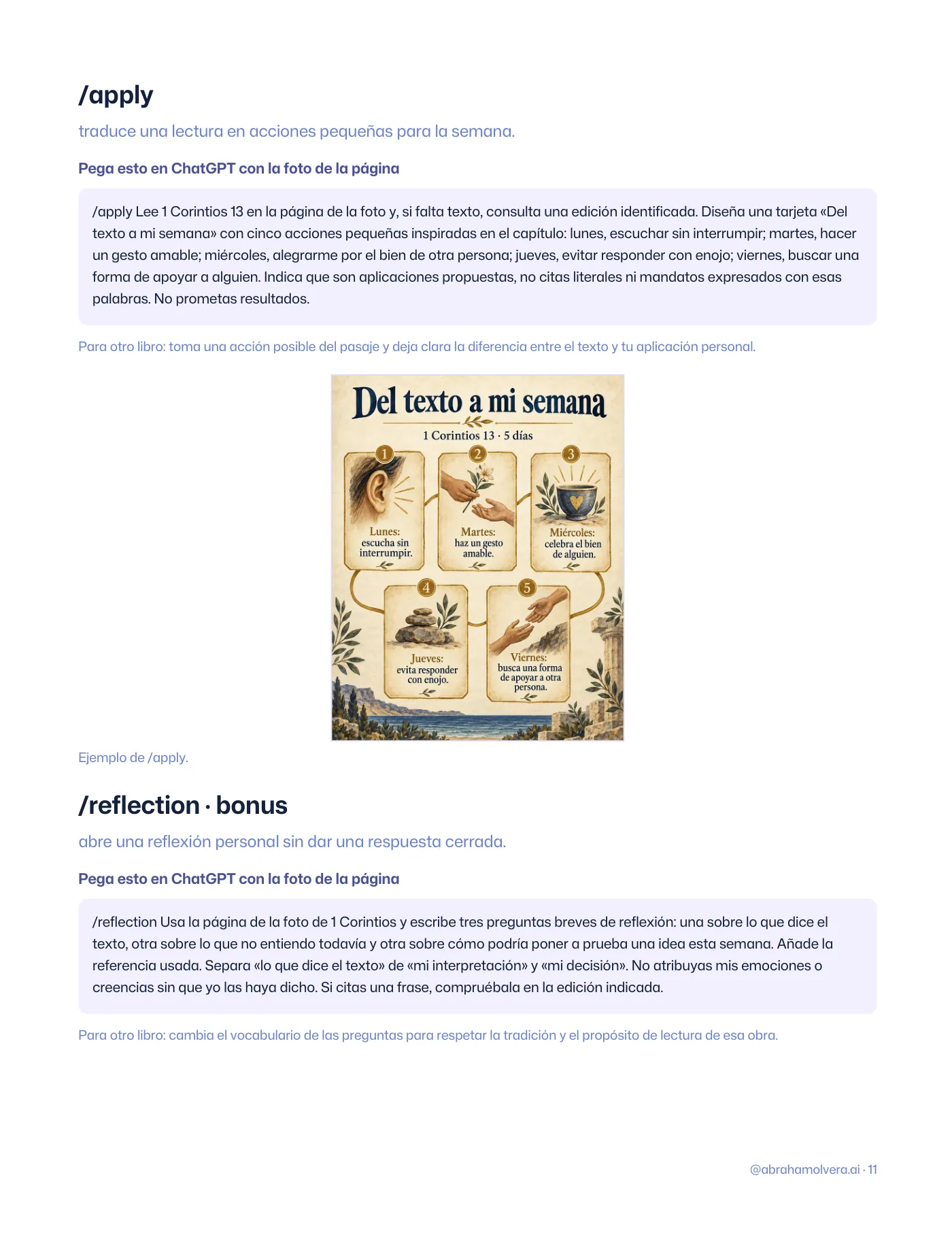 VERSO: comandos visuales para estudiar la Biblia con IA · Página 11 / 12