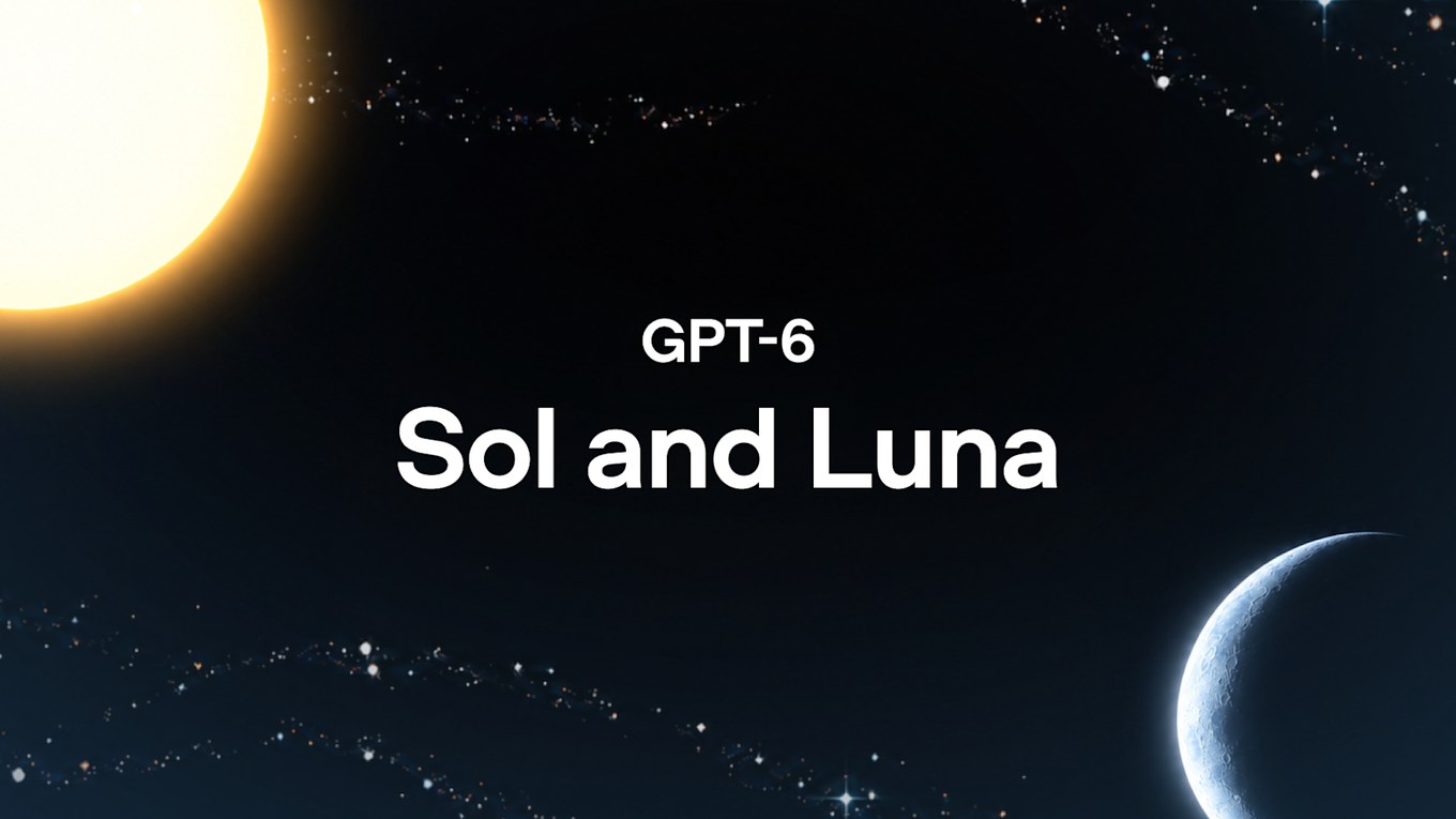 Imagen oficial de OpenAI para GPT-6 Sol y Luna: un sol amarillo y una luna azul sobre un campo de estrellas.